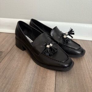 Steve Madden Annabeth genuine leather tassel Loafer black size 8
